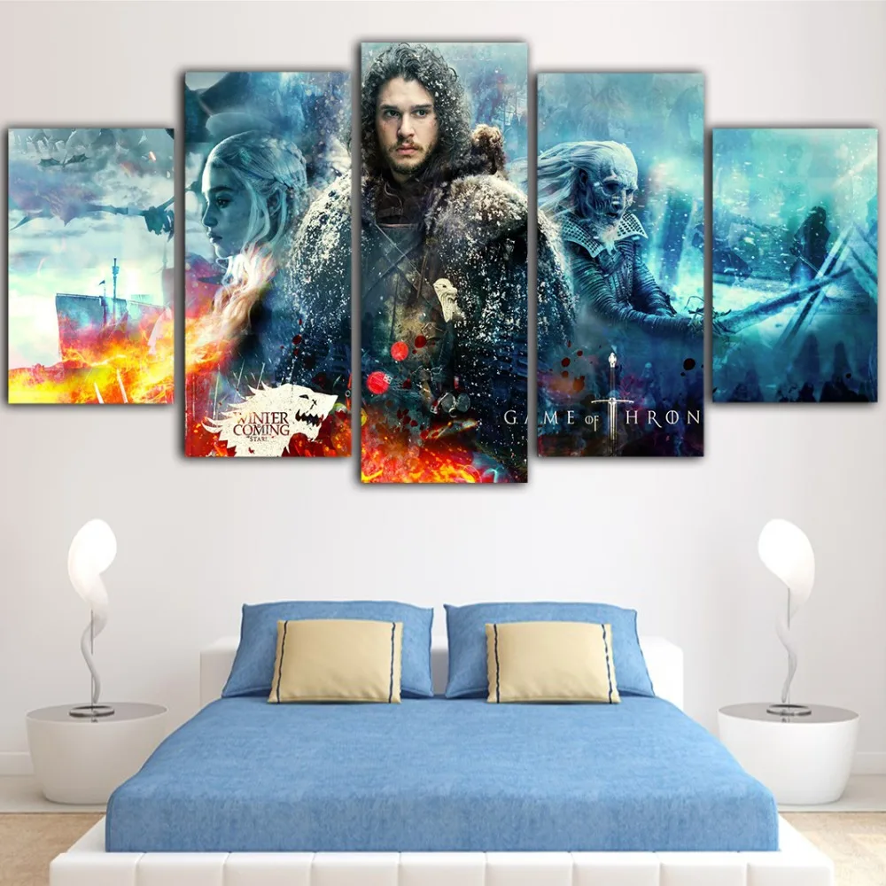 5 штук Игра престолов плакаты и принты Холст Картина куадро Decoraci N Dormitorio Tableau Toile