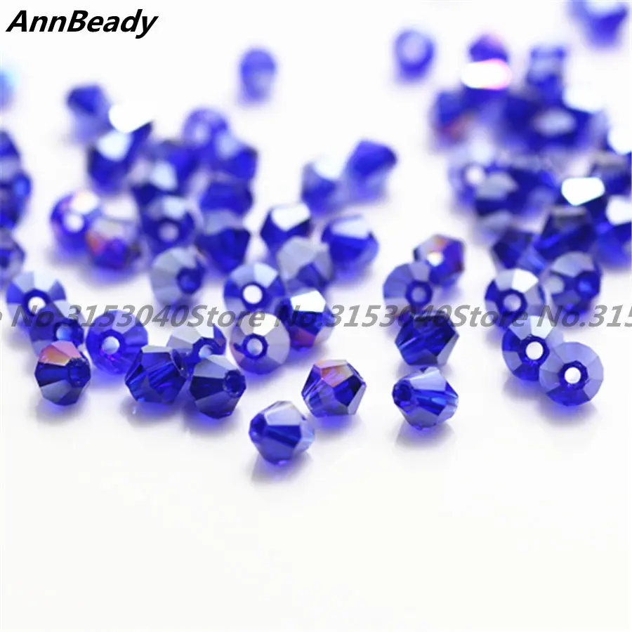 Deep Blue AB 100 шт Позолоченные 4 мм двухконусные хрустальные бусины стеклянные бусины россыпью разделительные бусины Сделай Сам ювелирные изделия Австрийские хрустальные бусины - Цвет: Deep Blue AB