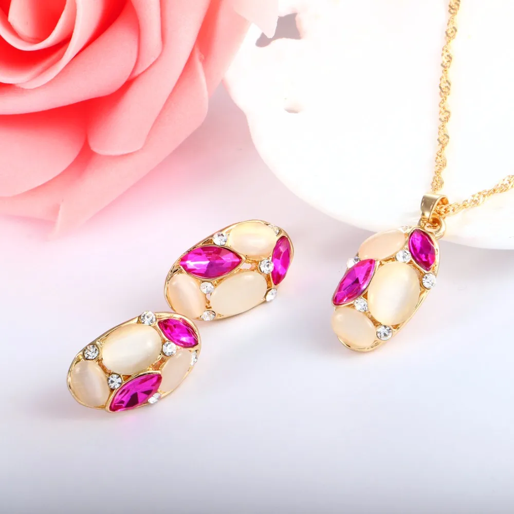 Комплект из колье и серёг с подвеской глаз лошади|dubai jewelry sets|jewelry sets for womenopal set |
