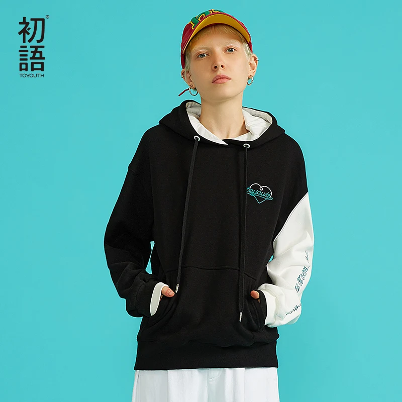Toyouth ленивый свитер с капюшоном пуловер Для женщин s Hoddie Женские кофты Harajuku уличная топы с длинными рукавами Для женщин теплая толстовка