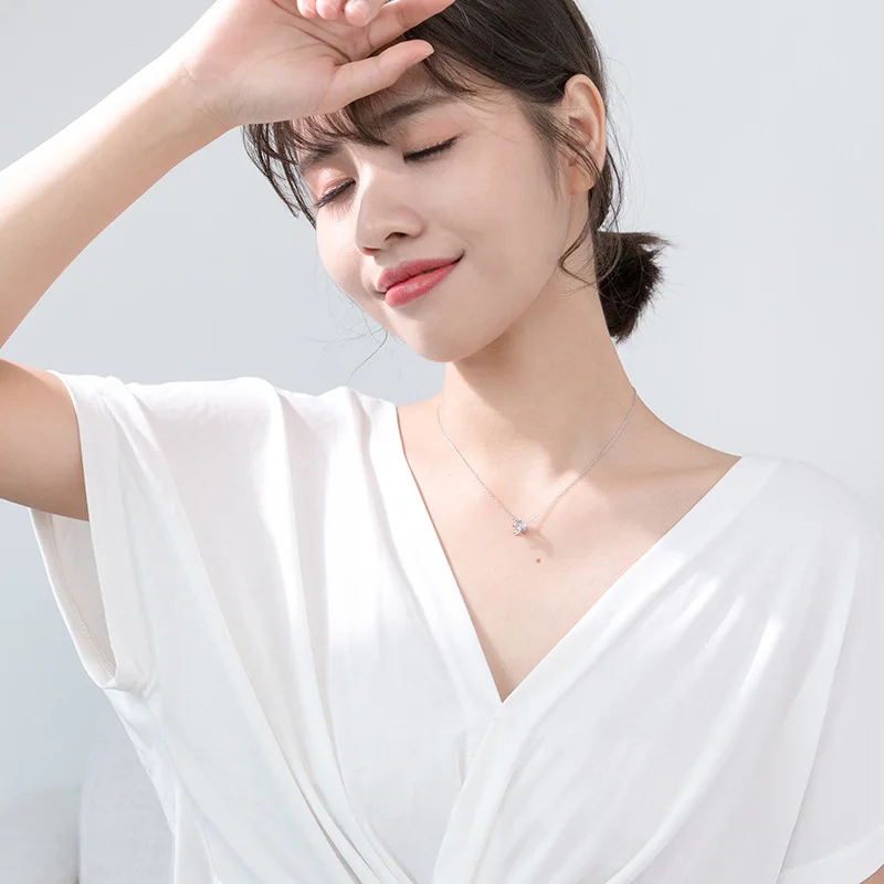 925 Sterling Silver Fashion Ins Queen Clavicle Chain Crown Pendant Necklace For Women Girl Female Korean Version Crystal Jewelry | Украшения
