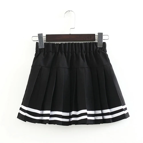 Black trim skirt Детская юбка школьные юбки для девочек юбка с эластичной резинкой на талии для девочек плиссированные юбки на весну и осень модная детская одежда для школы От 3 до 13 лет - Цвет: Black trim skirt