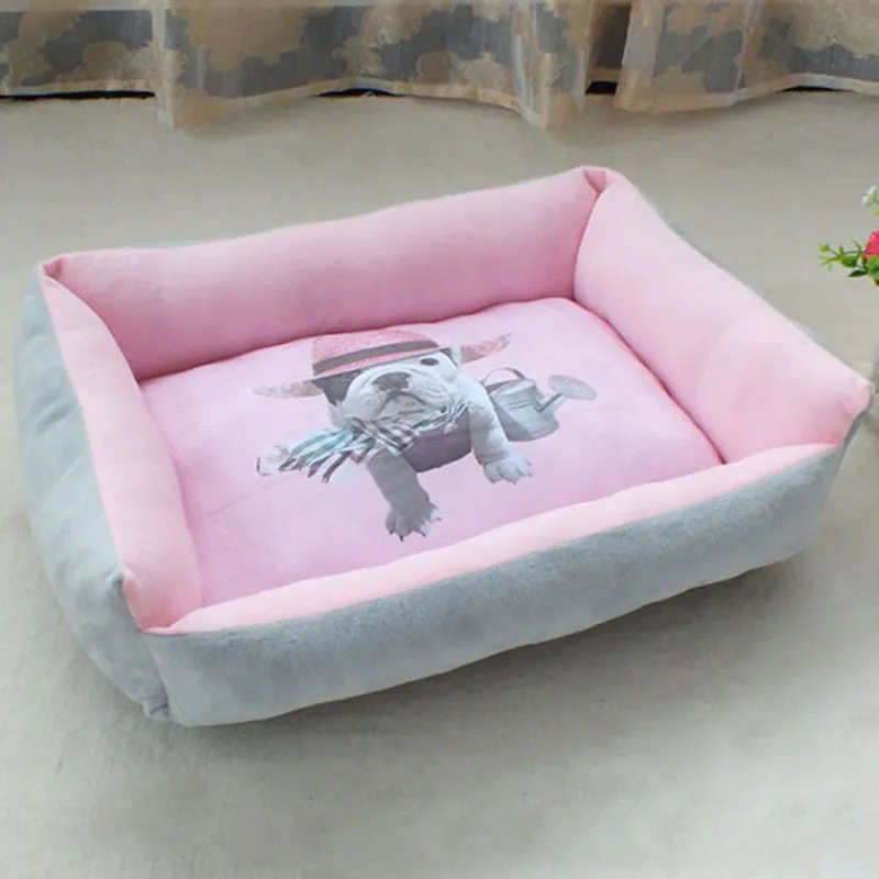 Розовый 3D принт для питомцев, собак, кошек, диван-кровать, домик для питбуля, маленьких и средних собак, Зимняя Теплая Флисовая кровать для собак, щенков, питомника, гнездо, коврик для собак, подушка - Цвет: Розовый