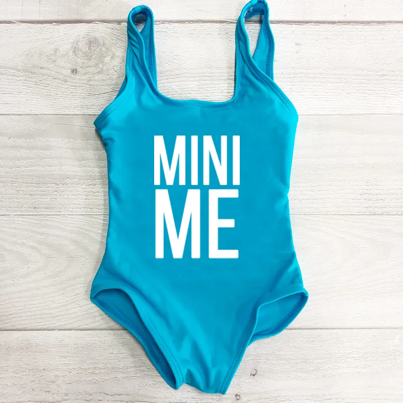 Цельный купальник для мамы и дочки с надписью ME And MINI сексуальный милый летний