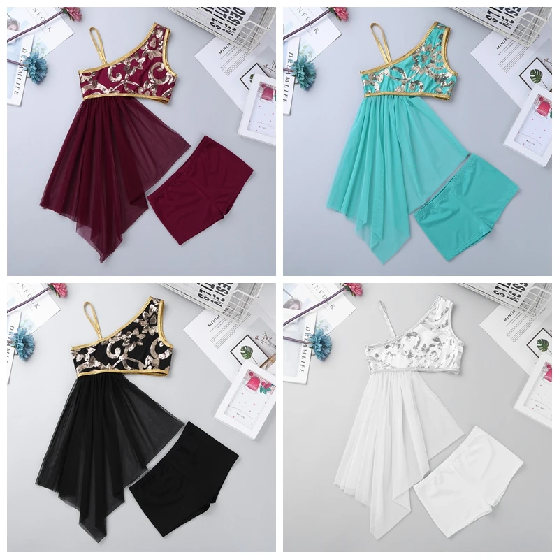 Комплект из 2 предметов открытая юбка с раздельным низом детское танцевальное