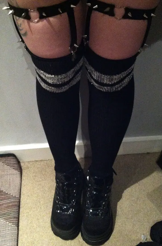 Новинка 2017 Пастель Гот эластичный garterbelt Готический бандаж на ноги бондаж вязка