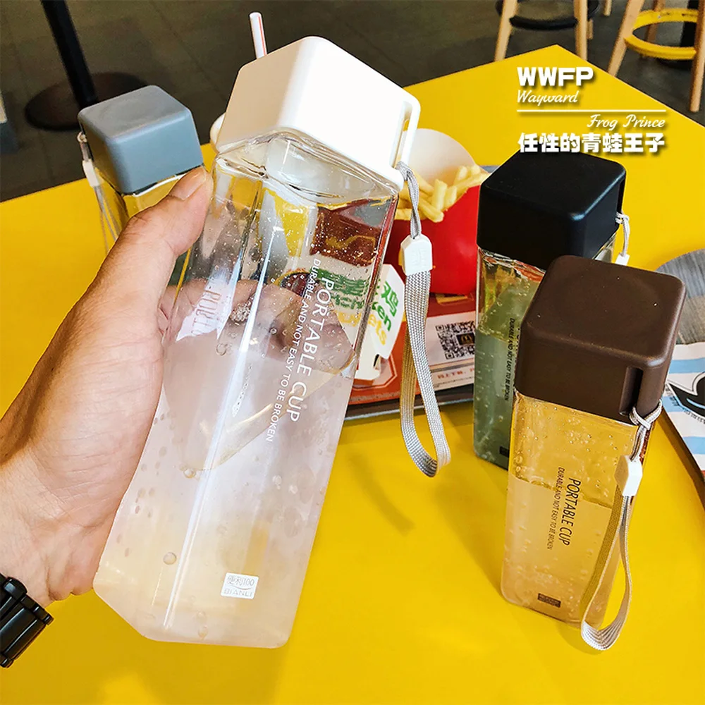 Пластиковая бутылка без BPA квадратной формы для воды новая модная Корейская