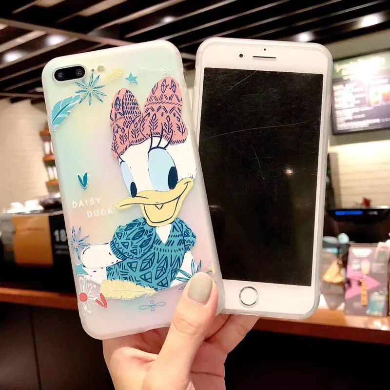 3D Relief Cartoon Donald Duck Soft Case For iPhone X 6 6S 7 8 Plus Thin 7plus 8plus Silicone Back Cover Bumper |