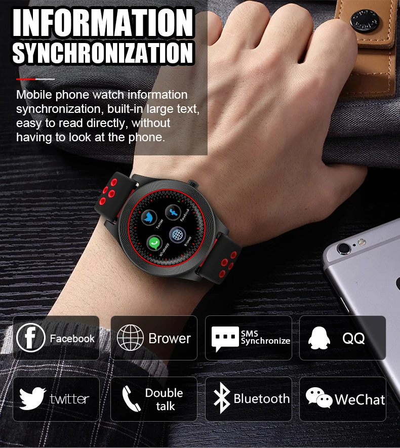 Спортивные умные наручные часы для телефона Bluetooth Смарт со слотом TF SIM карты HD