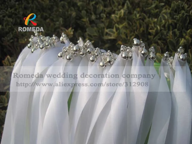 Бесплатная доставка (50 шт./лот) Стильная белая лента свадебные палочки с