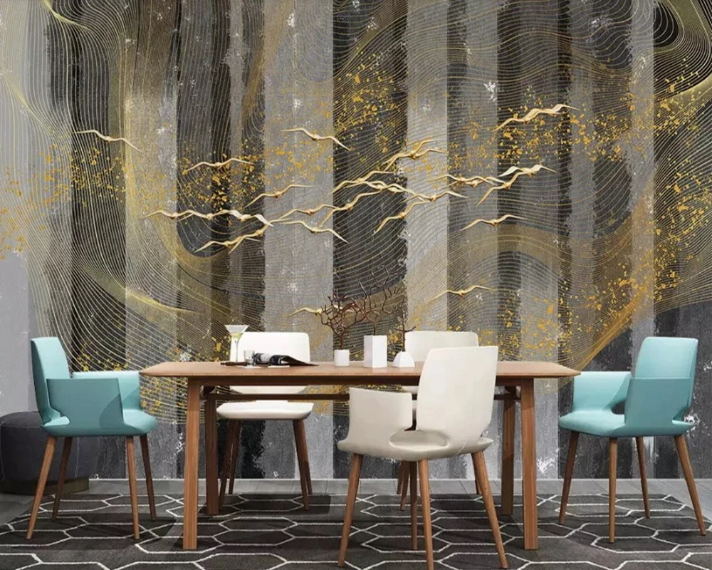

3d обои Papel de pared в стиле ретро, Настенные обои с абстрактными линиями для гостиной, дивана, телевизора, спальни, домашний декор, Настенные обои...