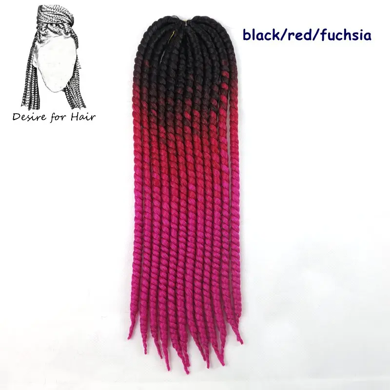T1B/530 Desire for hair, 1 упаковка, 120 грамм, 12 прядей, синтетические Гавана, крученые волосы, Омбре, два тона, 3 цвета, вязанные крючком косички, волосы для наращивания - Цвет: T1B/530