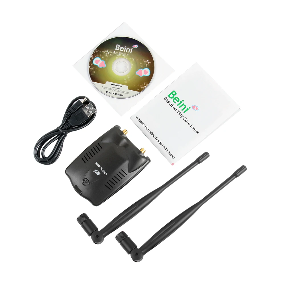USB Wifi адаптер 150 Мбит/с высокой мощности двойная WiFi антенна 5 дБ 802.11b/g/n Wi Fi донгл