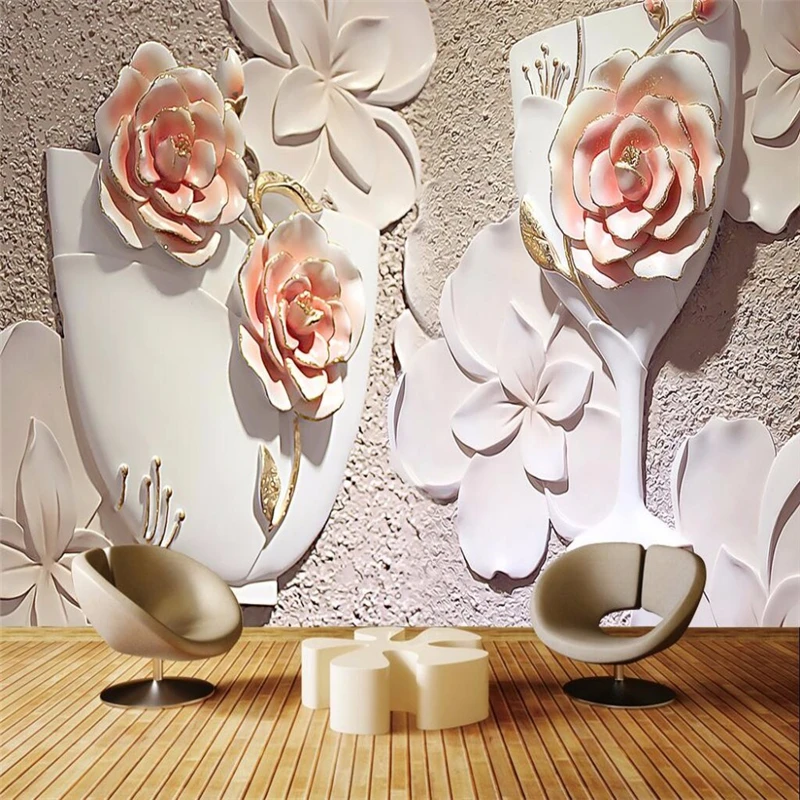 

beibehang photo wallpaper for walls 3 d Blossoming stereo anaglyph space 3d wallpaper White frosted glass wall lager wall paper