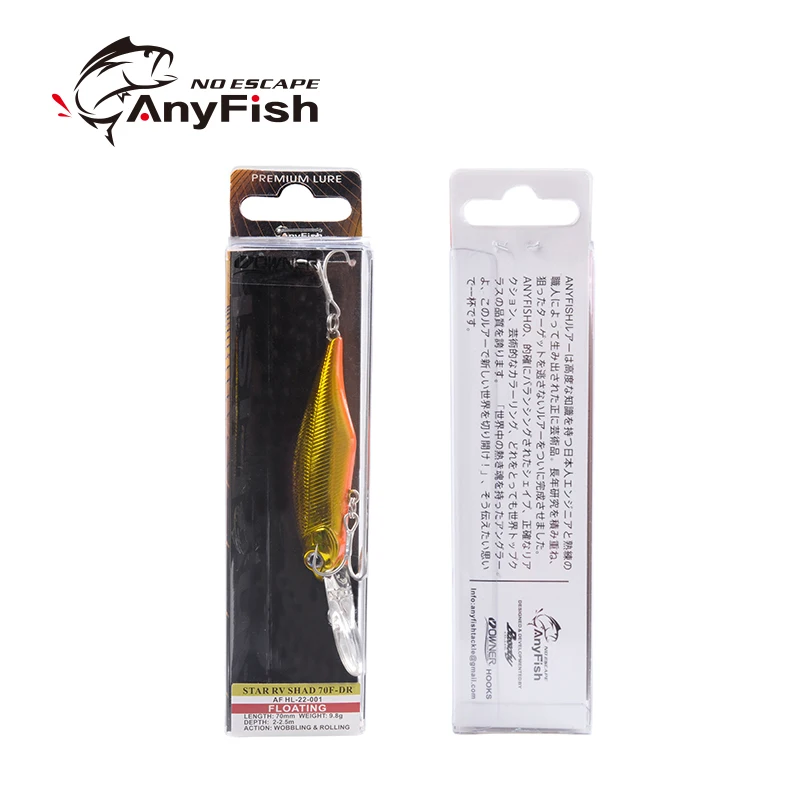 ANYFISH STAR RV SHAD 70F DR плавающая приманка для рыбалки 7 см 9 8 г жесткая с 3D глазами