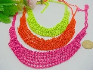 Ожерелье 3 цвета неоново-зеленая розовая оранжевая цепочка | Украшения и
