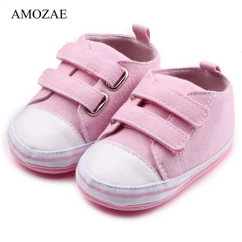 

New Canvas Baby Shoes Rubber Bottom Spring Solid Hook Loop First Walker Fashion Casual Moccasins Baby Boy Girl Prewalker Toddler