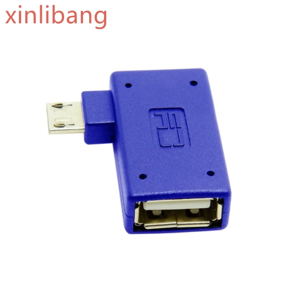 Слева под углом 90 градусов микро USB OTG HOST флэш-диск адаптер с микро-Мощность для