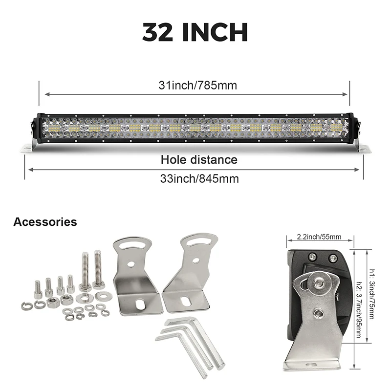 32 INCH BraveWay 3 ряда светодиодный светильник для внедорожного грузовика трактора 4x4 SUV Atv Uaz лодка 12 В светодиодный светильник для джипа Лада Нива внедорожный - Цвет: 32 INCH