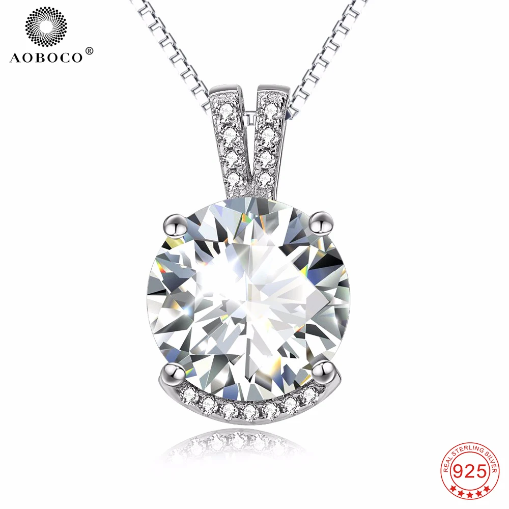 

925 Sterling Silver Necklaces Crystal CZ Necklace Simple Sterling Silver Chain Necklaces For Women Fine Jewelry Wedding PYX0251