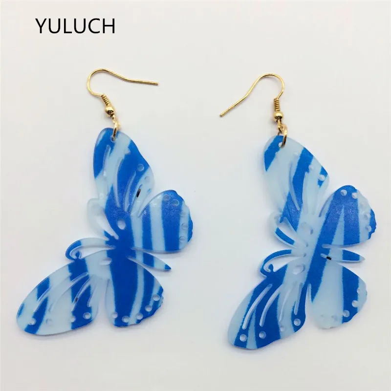 2017 индивидуальный новый дизайн полоса leapord цветные акриловые серьги-бабочки пара