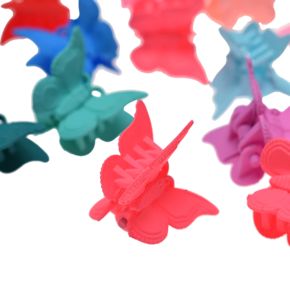 Мини-заколки для волос для малышей, разноцветные пластиковые заколки, дизайнерские аксессуары с бабочкой, инструменты для укладки волос, заколки для волос