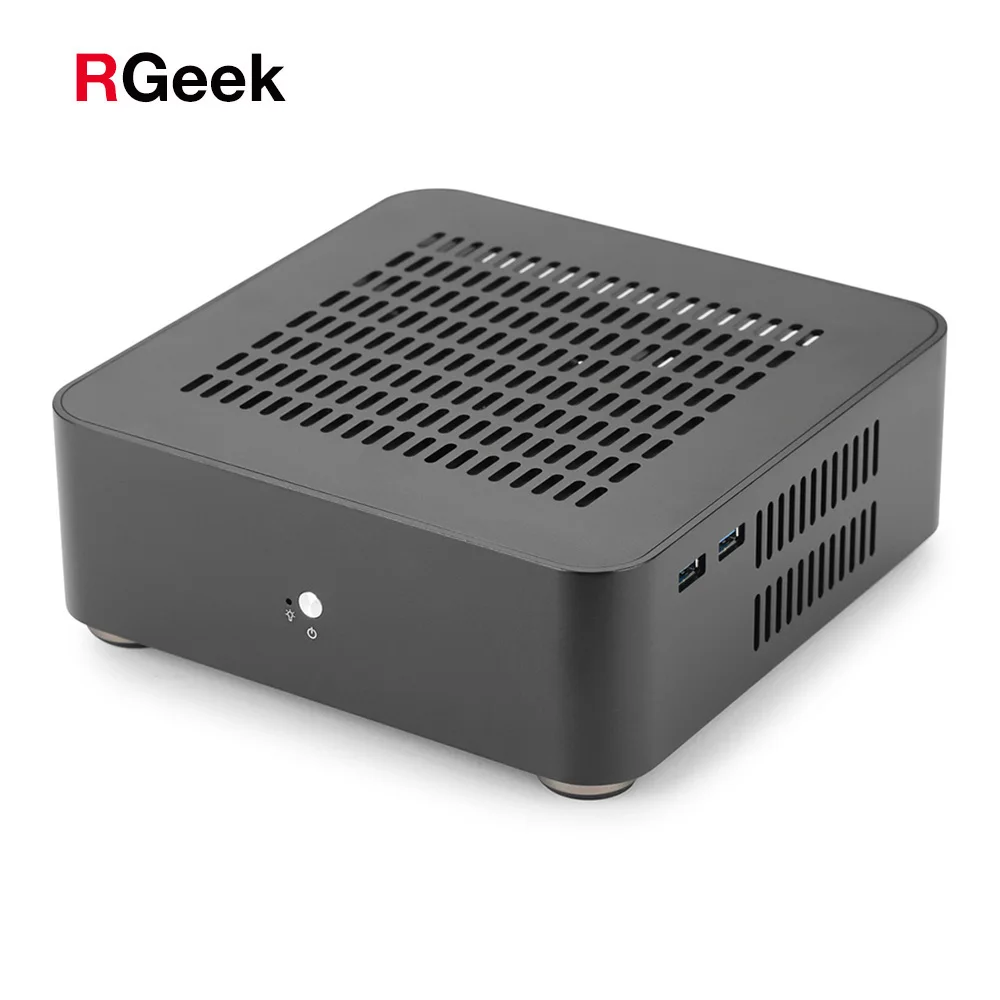 [Верхняя крышка с отверстиями] [Версия USB 3,0] RGeek Mini ITX компьютерный чехол ПК с алюминиевым корпусом шасси HTPC с блоком питания