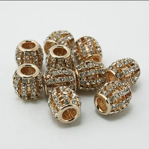 

50pcs/lot Gold 12X13mm Oval Shape Big Hole Rhinestone Beads fit European Bracelet