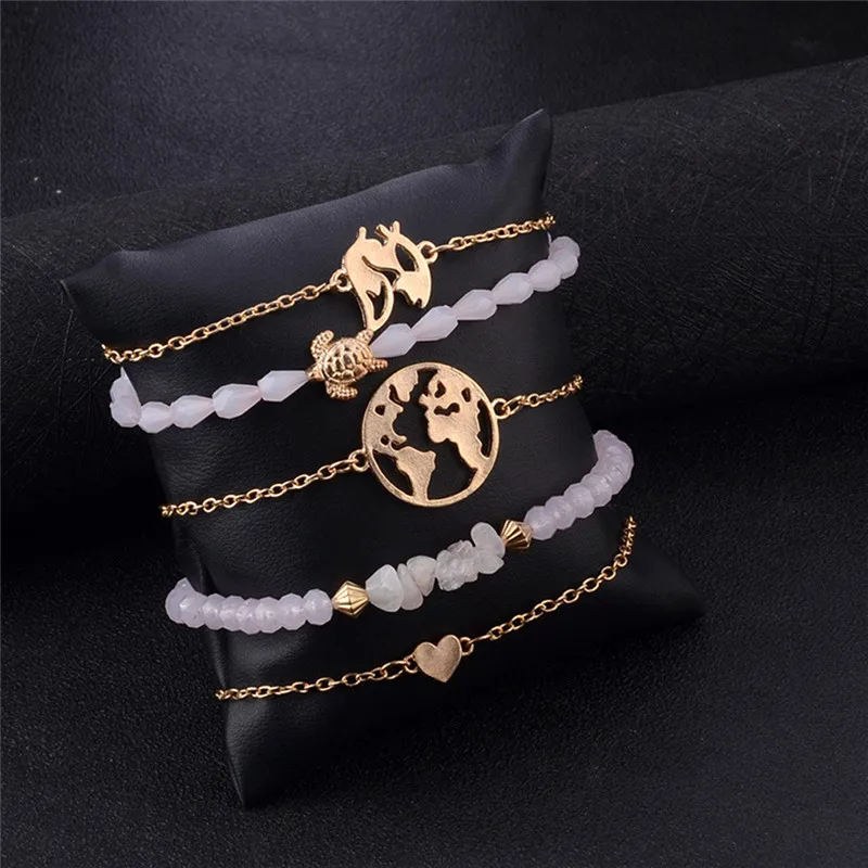 Модные 5 шт./компл. с изображением черепахи сердца лисы натуральный камень