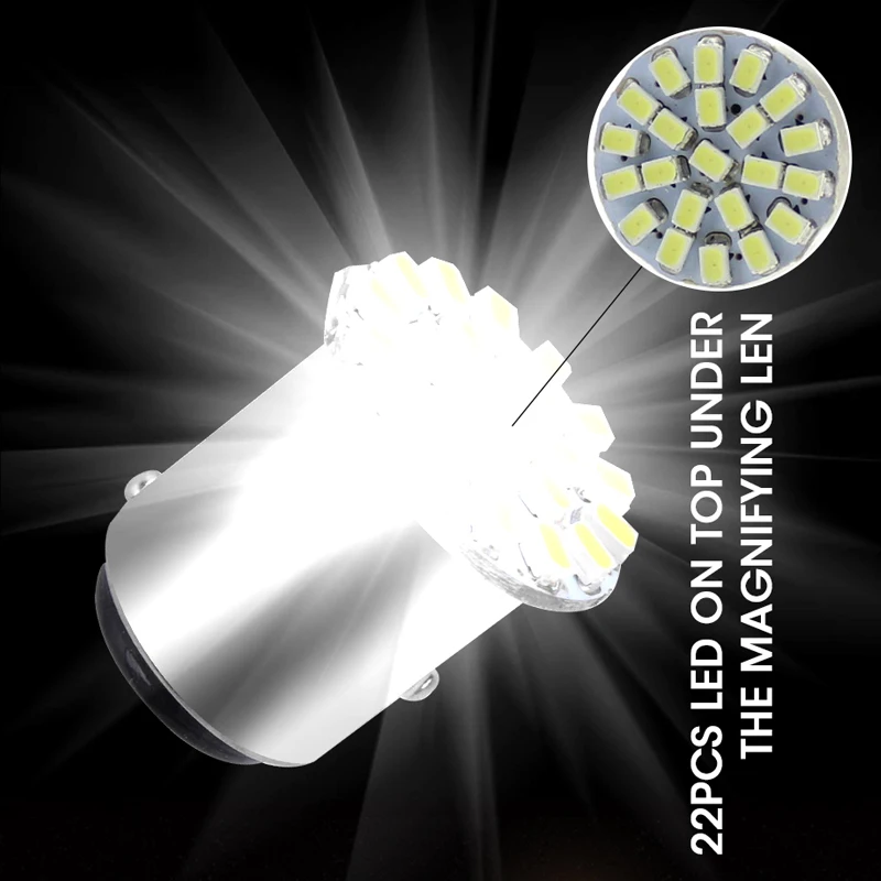 Hlxg 20 шт. Автомобильные светодиодные лампы BA15D 1157 12V 1206 22SMD сигнальные огни поворота
