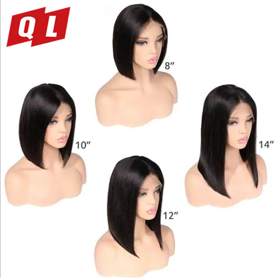 QLOVE Remy 13*4 человеческие парики для волос парик короткий боб черных женщин