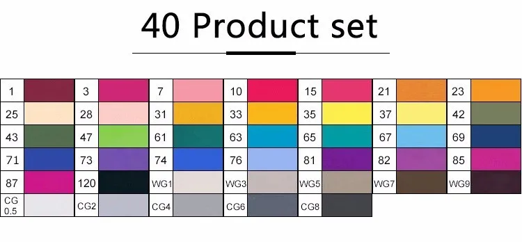 40color Product set TOUCHFIVE маркер 30/40/60/80/168 Цвета маркер для рисования на спиртовой основе чайник Набор ручек для рисования манга двойной головой арт ручки, маркеры для рисования - Цвет: 40color Product set