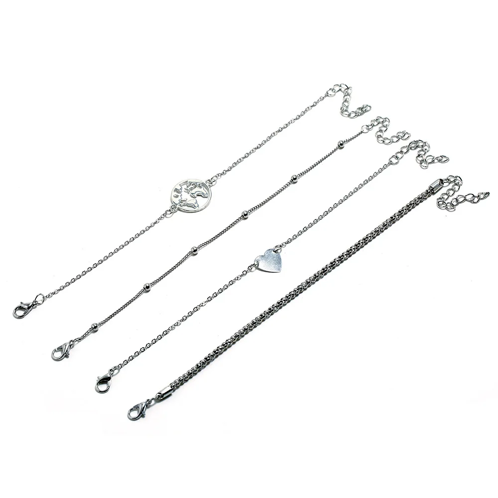 4 шт./компл. Модный Набор браслетов с подвесками в виде карты сердца для женщин