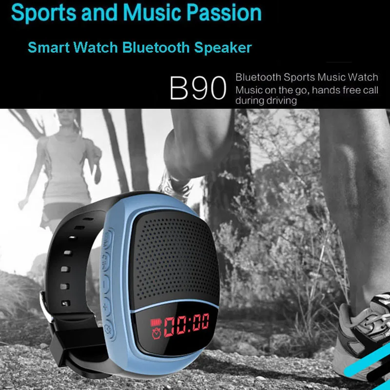 Bluetooth Speaker Sport Smart Watch B90 Hands-Free Call TF Card Playing FM Radio Self-Timer Wireless Time Display enlarge