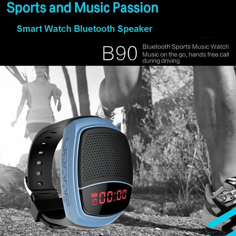 Bluetooth динамик спортивные Смарт часы B90 громкие звонки TF карта Воспроизведение FM