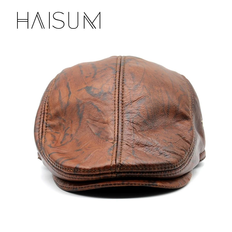 Мужские шапки и Haisum из натуральной воловьей кожи с чернильными пятнами принтом