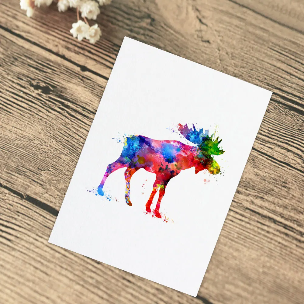 Акварельные Moose художественные фотографии питомник домашний декор лося