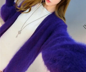 Purple Натуральный норковый кашемир, толстое теплое пальто, настоящий натуральный норковый кашемировый свитер, роскошная фабричная, OEM скидка KFP892 - Цвет: Purple
