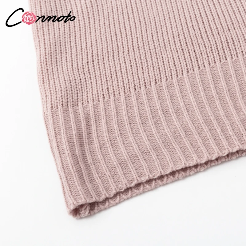 Conmoto Autumn Winter Backless Bow Sweater Women Loose Pullovers Knitted Sweaters Pink Casual Sexy Knitwear Jumpers Plus Size | Женская