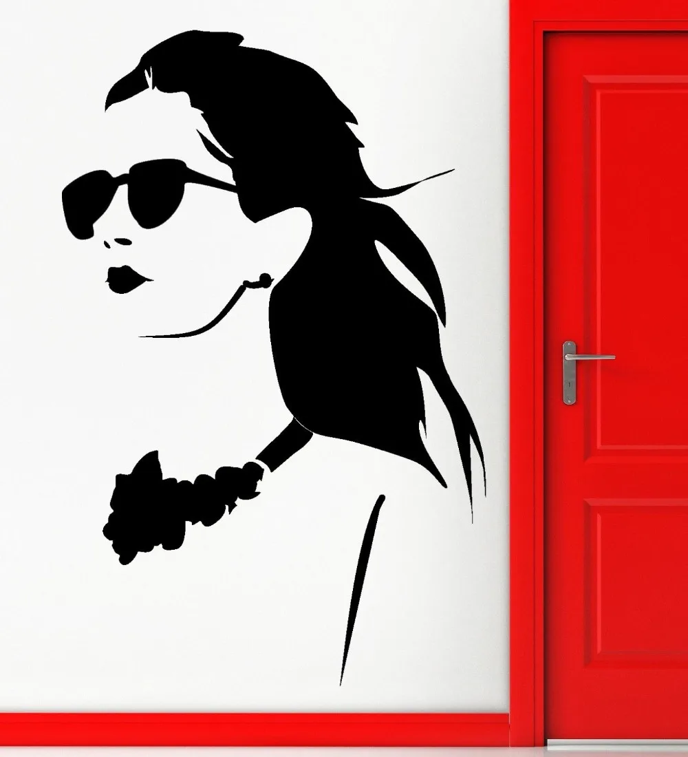 

Wall Sticker Vinyl Decal Hot Sexy Girl in Glasses High Fashion Decor Pattern Single-piece Package Modern Mirage of Beauty