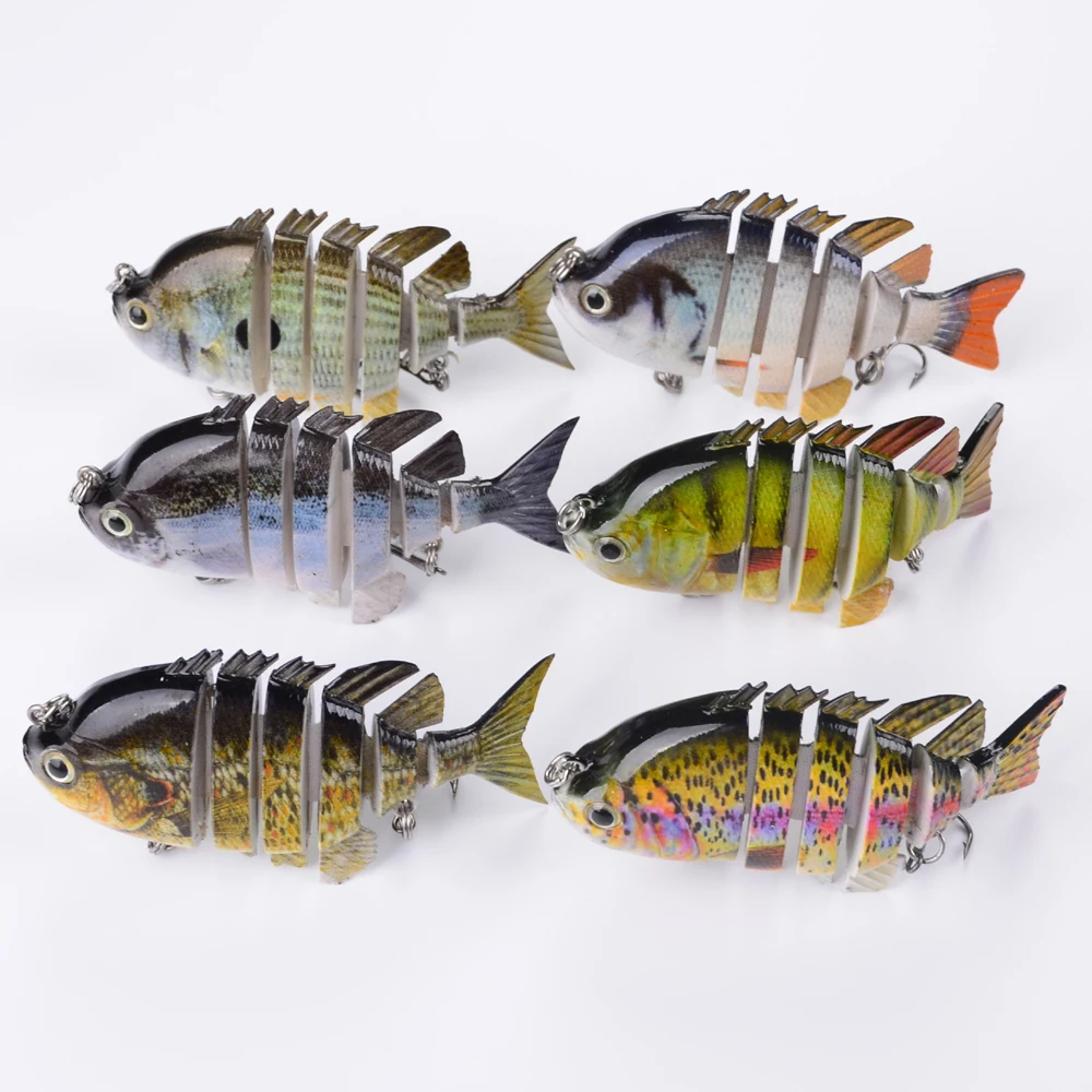 Free Shipping Multi Jointed Fishing Lures Bait Swimbait Sink Hook Tackle 3D Eyes Lifelike Sections sca Artificial | Спорт и