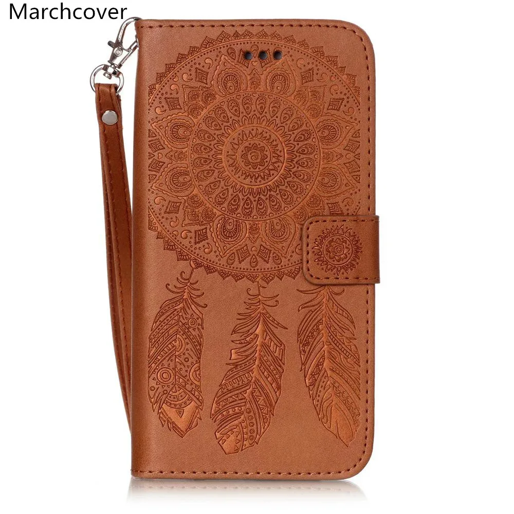 Чехол Marchcover тисненый Ловец снов кожаный чехол для iPhone X 8 7 Plus откидной стенд