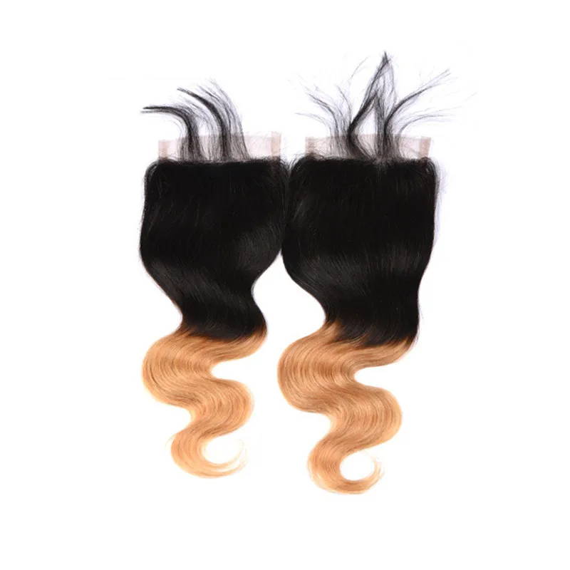 Amapro Hand Made Lace Closure Peruvian Body Wave Ombre Closures 4*4cm Free Part |