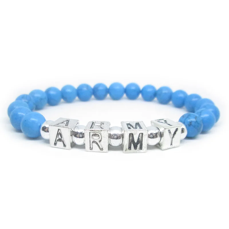Браслет армейские аксессуары натуральный камень металлические буквы KPOP G-Dragon GOT7 фанаты мальчики браслет со знаком бесконечности браслет
