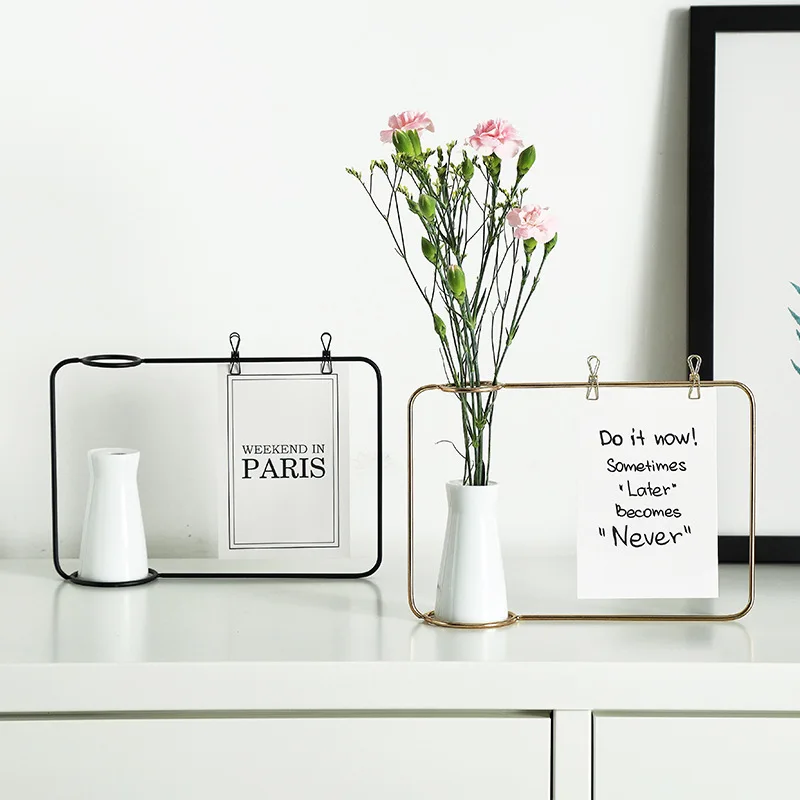 

Iron Frame Photo Frame Water Culture Vase Iron Frame Ceramic Hydroponic Flower Inserted Green Plant
