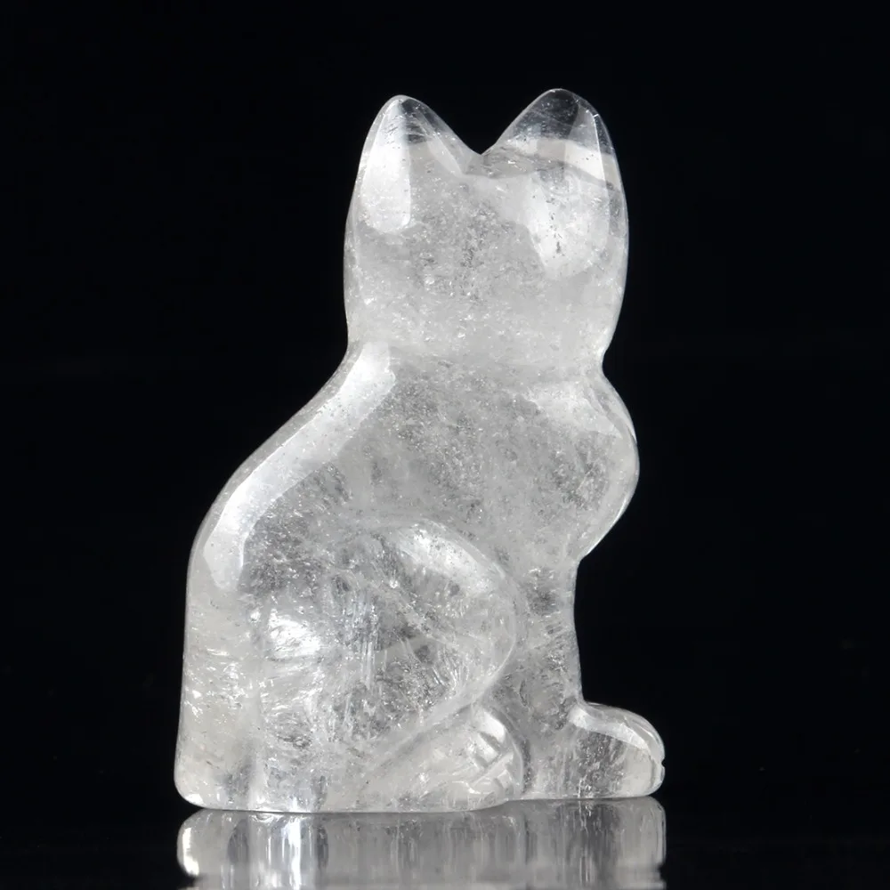 2,0 дюймов фигурки кошек натуральный розовый кварц Howlite обсидиан камень синий точка резные Чакра Исцеление Кристалл Рейки бусины Сумка