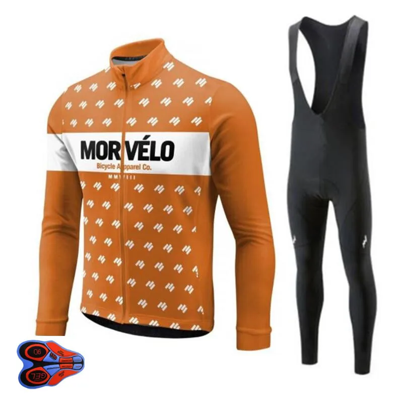 9D гелевая накладка 2018 Pro team Morvelo Длинные рукава Велоспорт Джерси комплект с