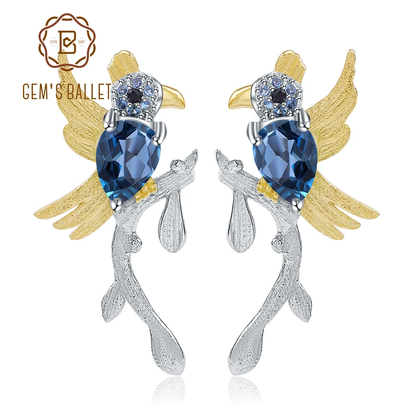 Женские серьги-гвоздики в виде птицы GEM'S BALLET из стерлингового серебра 925 пробы с