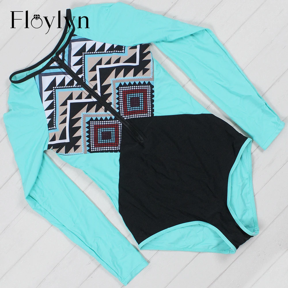 Новинка 2017 пикантная одежда для плавания Floylyn с длинным рукавом Женский цельный