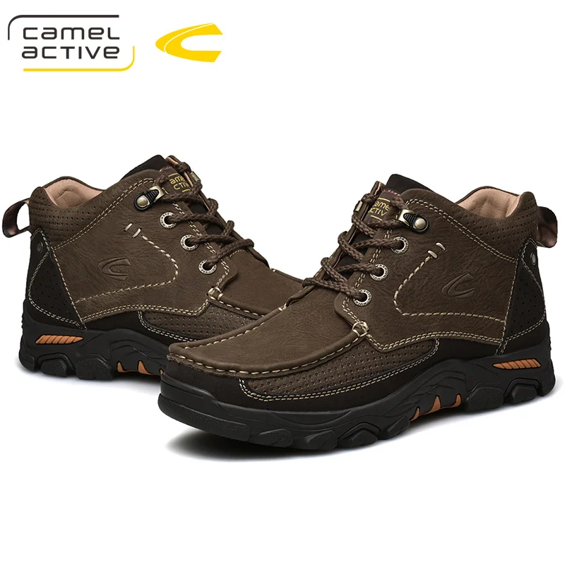 Мужские зимние ботинки Camel Active коричневые брендовые уличные из натуральной кожи